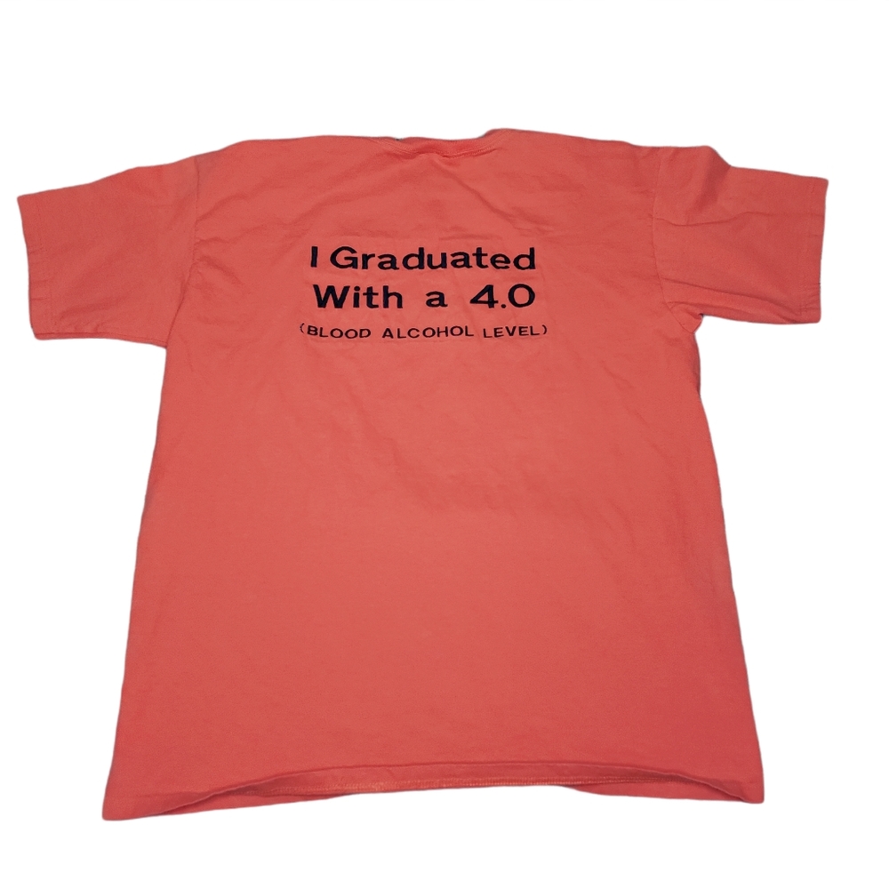 Y2K Retro Graphic Tee I Graduated With A 4 GPA Funny Shirt Anvil Orange Large